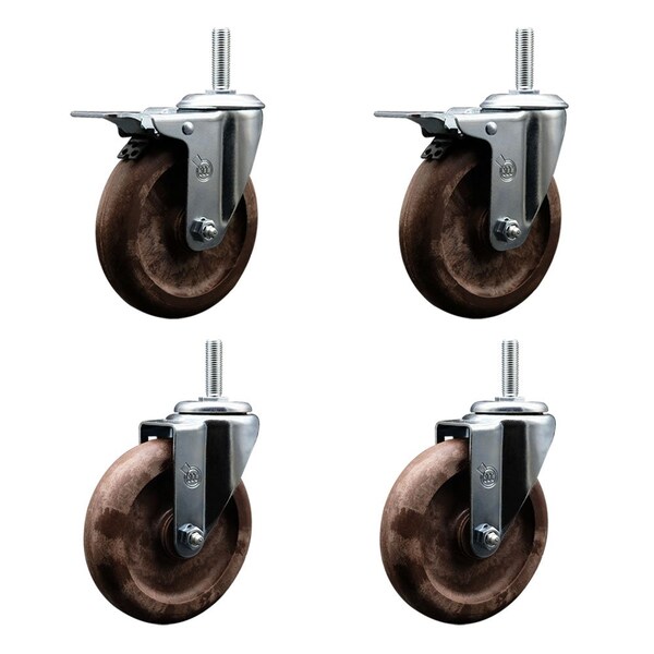 Service Caster 5 Inch High Temp Glass Filled Nylon 58 Inch Stem Caster Set 2 Total Lock Brakes SCC-TSTTL20S514-GFNSHT-58212-2-S-2 - main